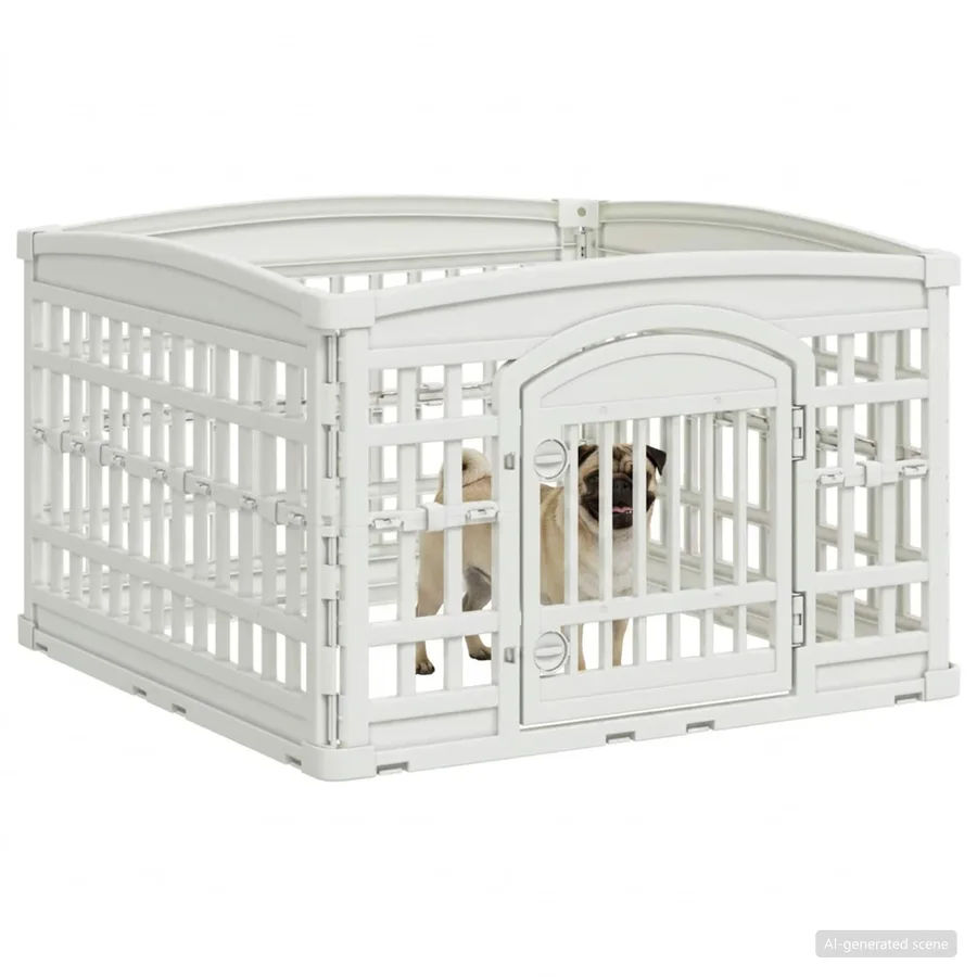 Parc pour chien à 4 panneaux 88 x 88 x 56 cm Plastique Blanc - 3