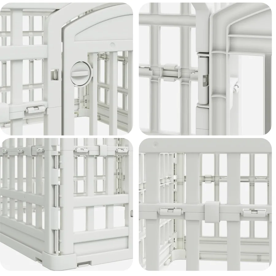 Parc pour chien à 4 panneaux 88 x 88 x 56 cm Plastique Blanc - 7