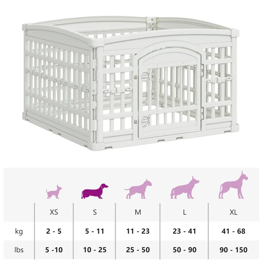 Parc pour chien à 4 panneaux 88 x 88 x 56 cm Plastique Blanc - 9