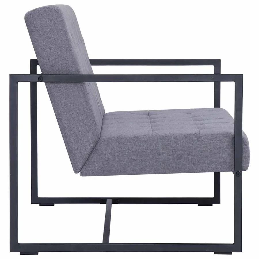 Canapé-lit à 2 places avec accoudoirs gris clair acier et tissu - 4