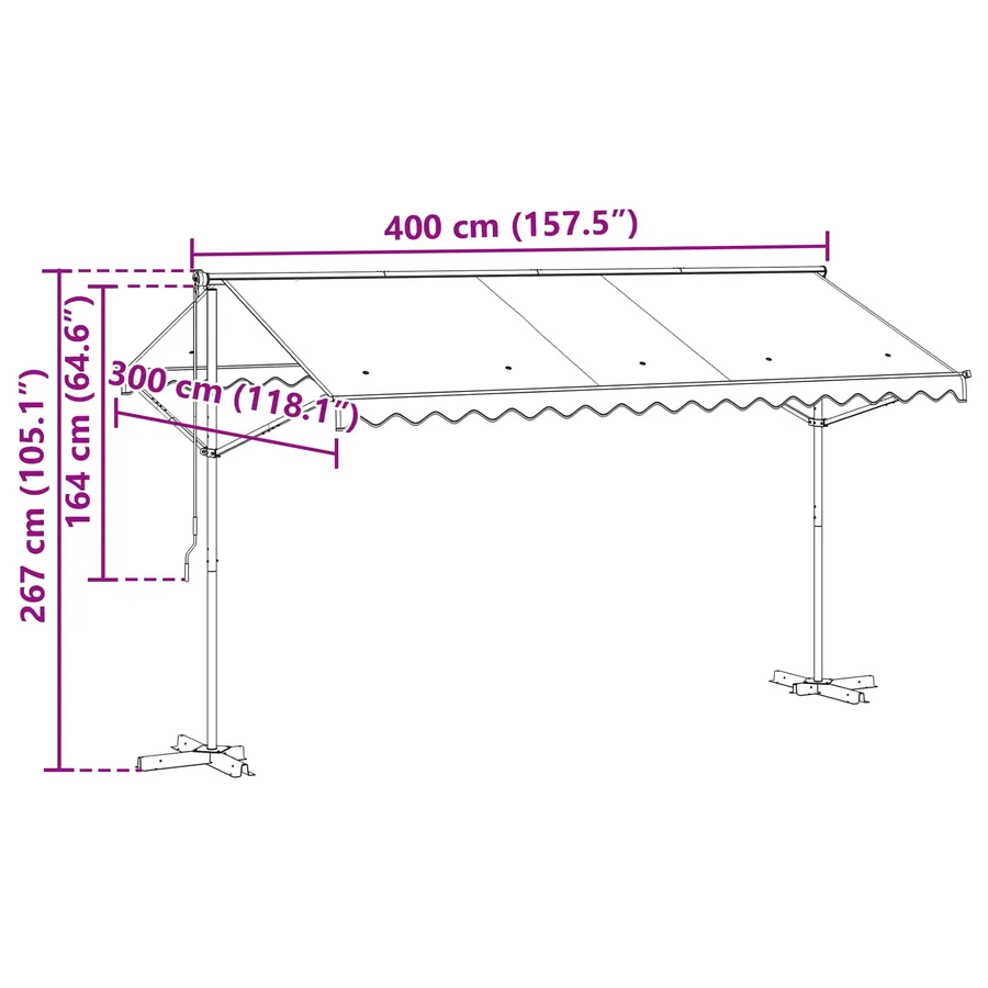 Auvent autoportant 4 × 3 m Polyester Anthracite - 11