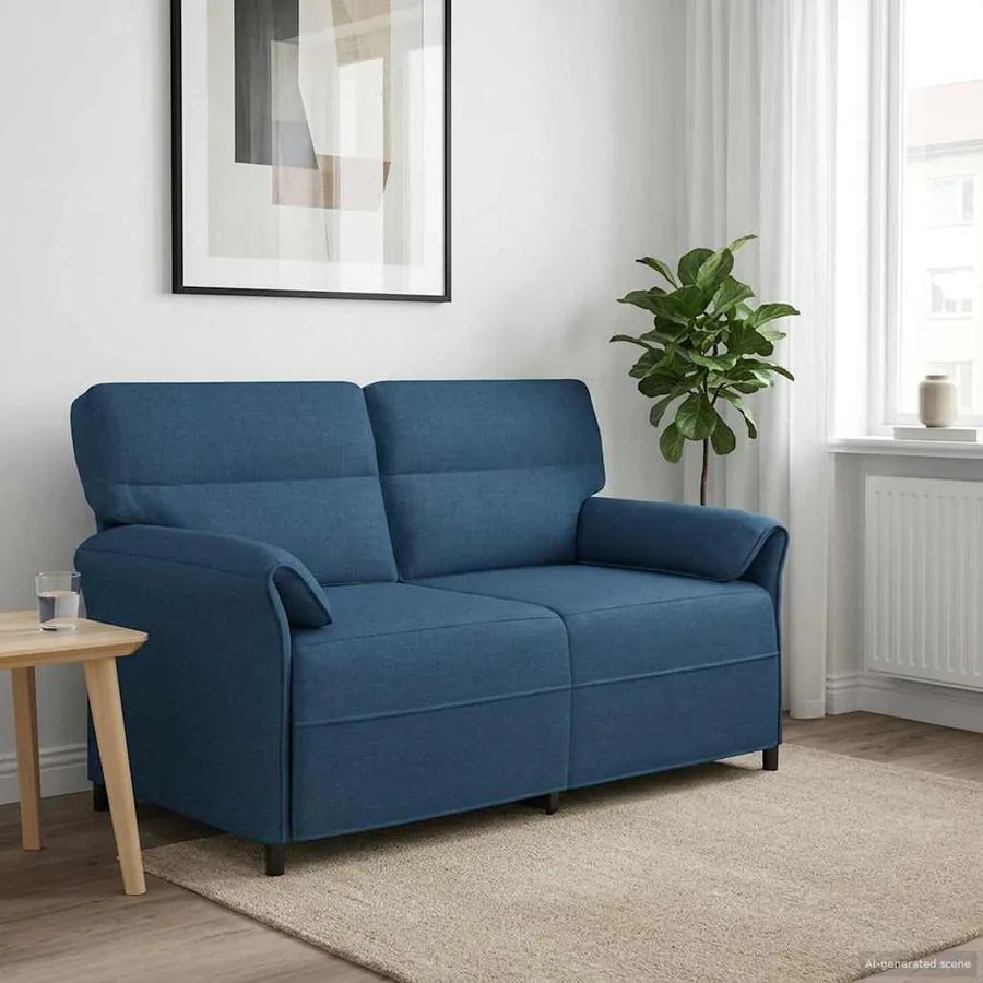 Canapé 100% polyester, cadre en métal, MDF, Contreplaqué