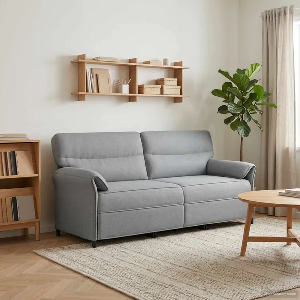 Canapé 100% polyester, cadre en métal, MDF, Contreplaqué