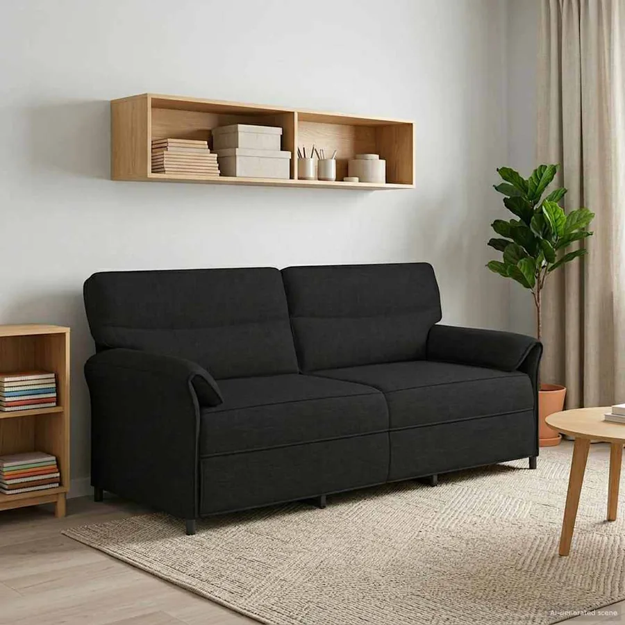 Sofa 3 places Noir 198 x 83 x 95 cm Tissu