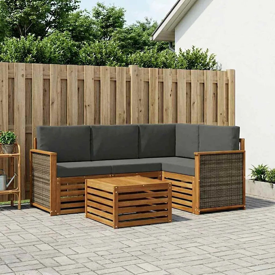Ensemble de canapés d'extérieur 5 pcs Naturel et Anthracite