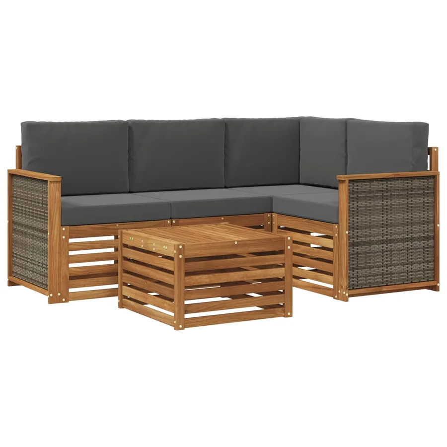 Ensemble de canapés d'extérieur 5 pcs Naturel et Anthracite - 2