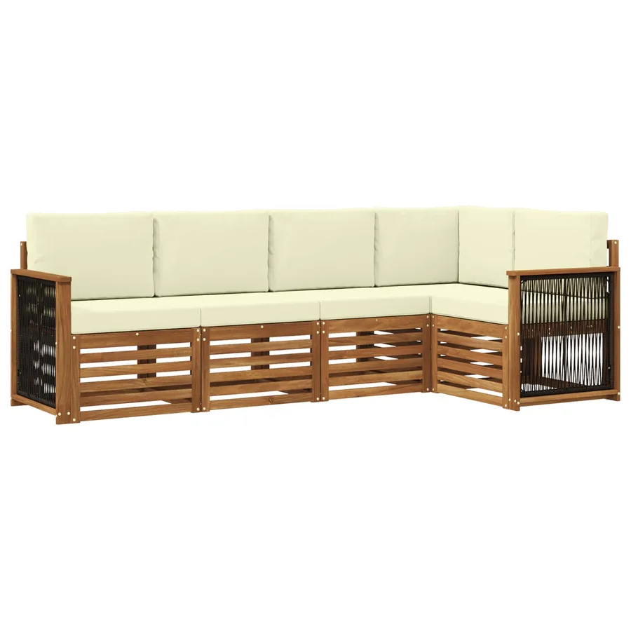 Ensemble de canapé d'angle avec coussin 4 pcs Naturel et Crème - 2