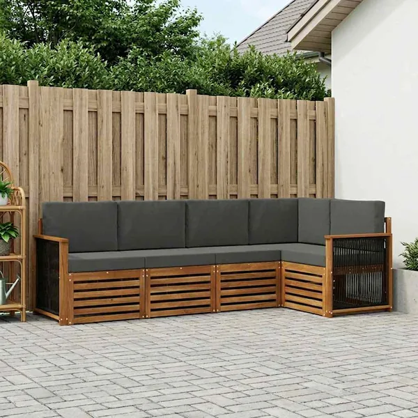 Ensemble de canapé d'angle 4 pcs Naturel et Anthracite