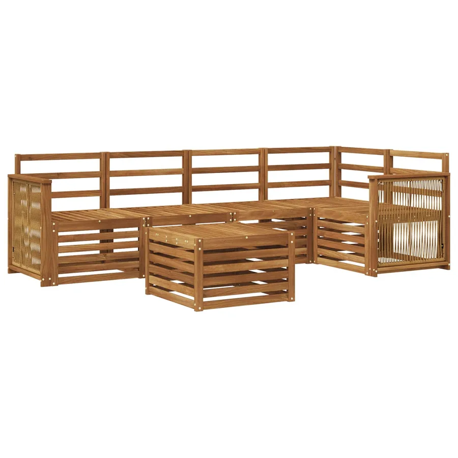 Ensemble de canapé d'angle 5 pcs Naturel Bois d'Acacia Massif - 2