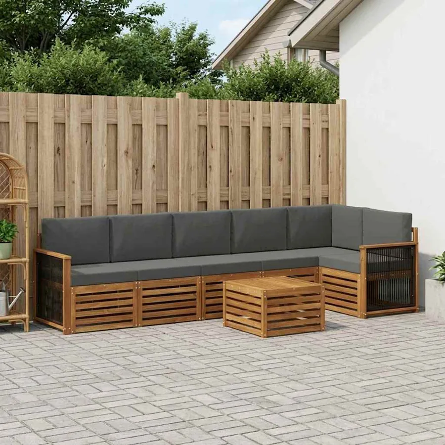 Ensemble de canapé d'angle 6 pcs Naturel et Anthracite