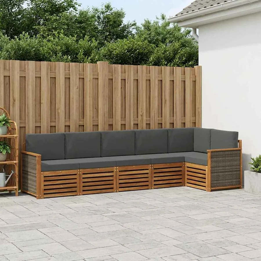 Ensemble de canapé d'angle 5 pcs Naturel et Anthracite