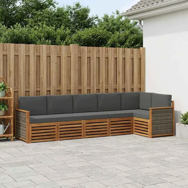 Ensemble de canapé d'angle 5 pcs Naturel et Anthracite