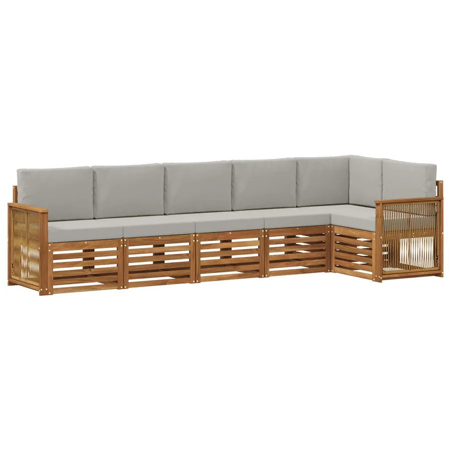 Ensemble de canapé d'angle 5 pcs Naturel et gris clair - 2