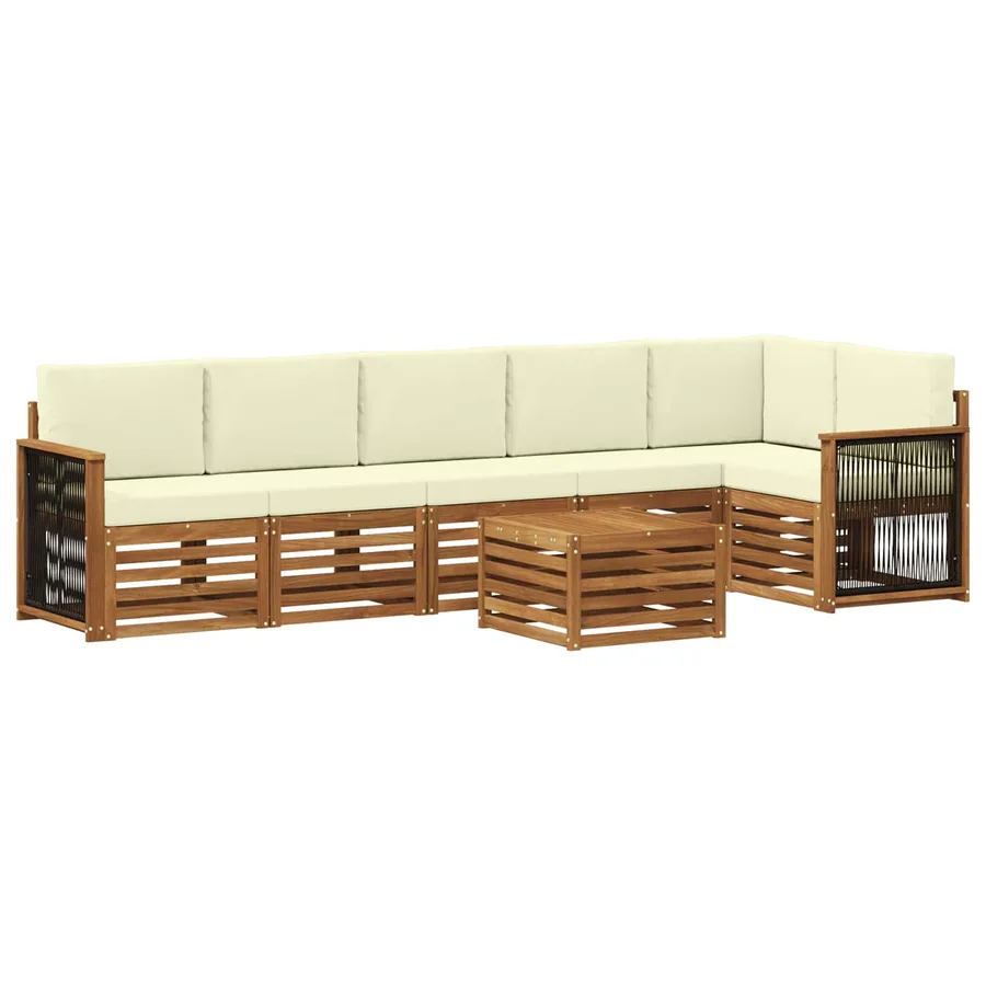 Ensemble de canapé d'angle avec coussin 6 pcs Naturel et Crème - 2