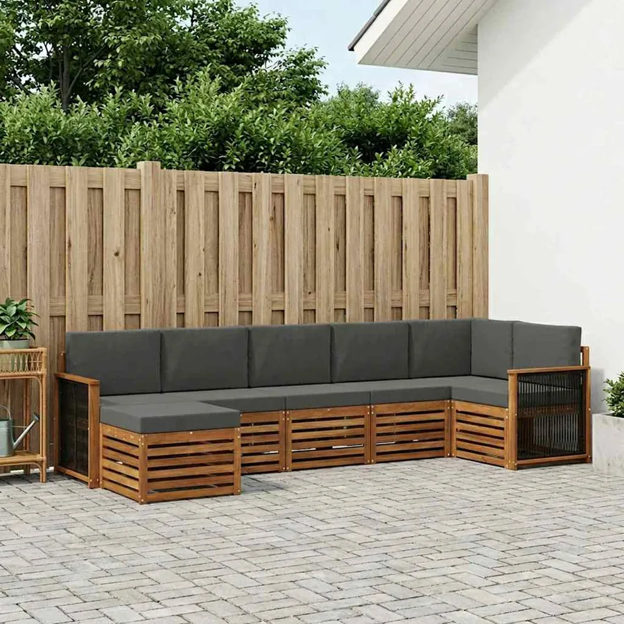 Ensemble de canapé d'angle 6 pcs Naturel et Anthracite