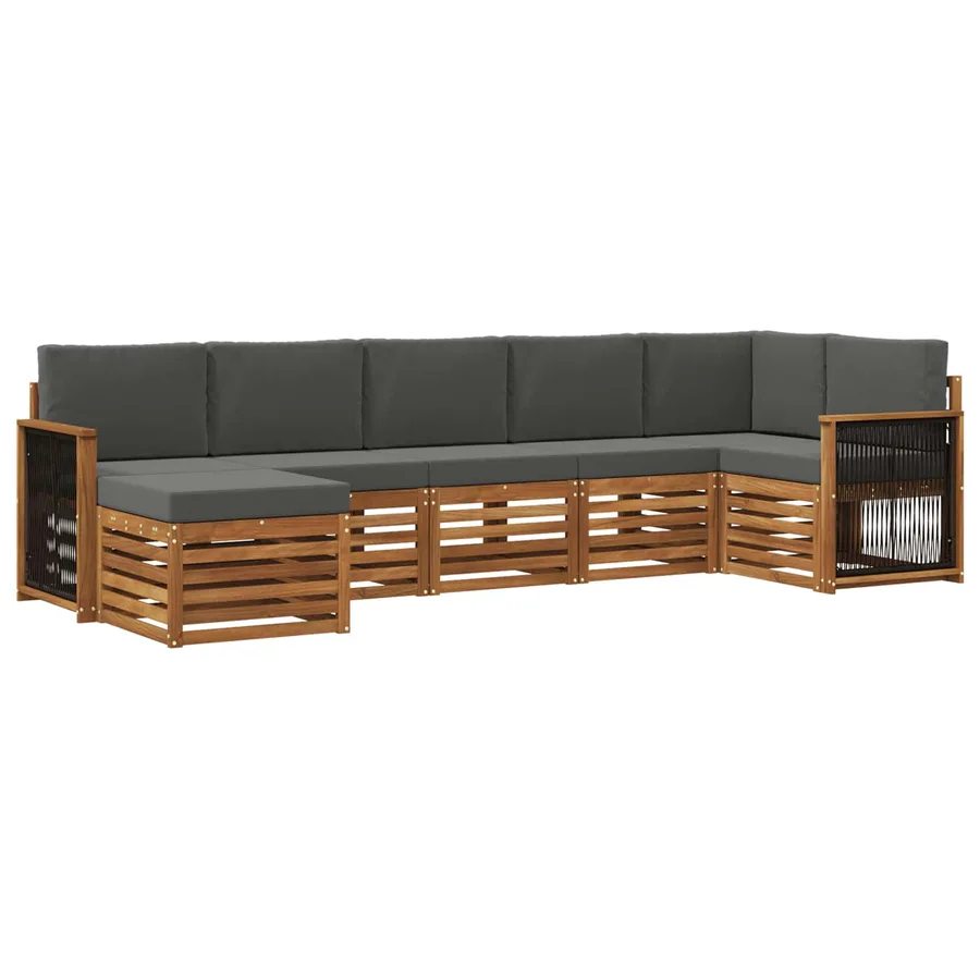 Ensemble de canapé d'angle 6 pcs Naturel et Anthracite - 2