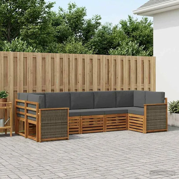 Ensemble de canapé d'angle 6 pcs Naturel et Anthracite