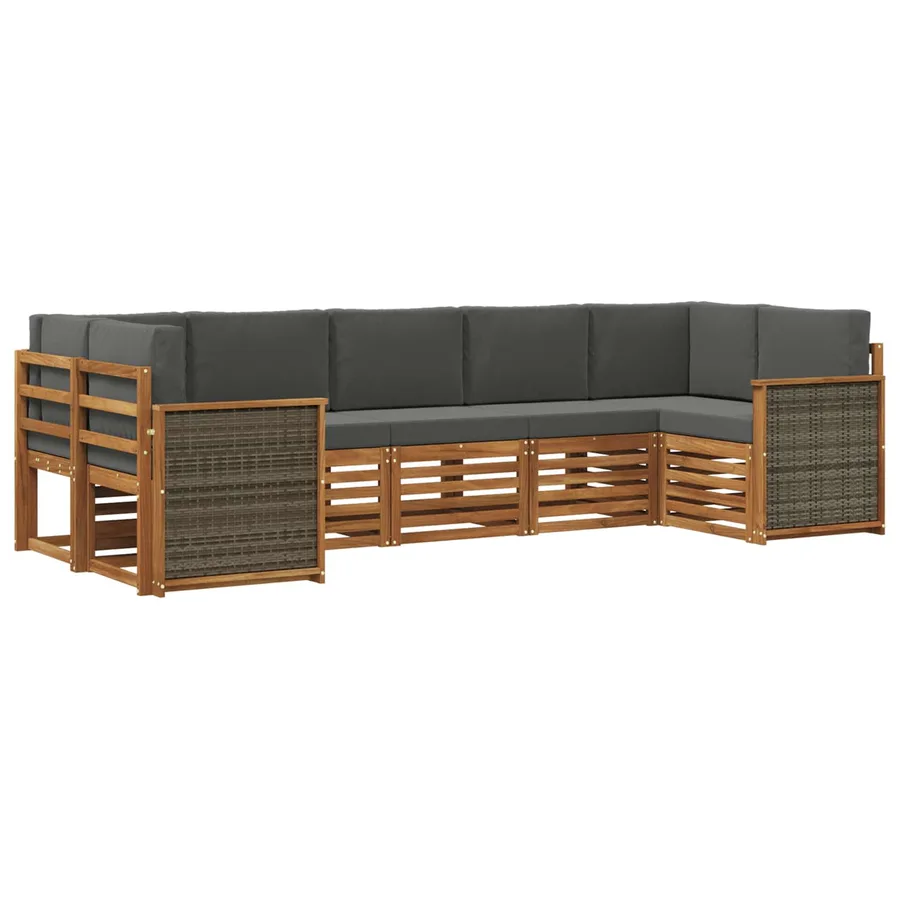 Ensemble de canapé d'angle 6 pcs Naturel et Anthracite - 2