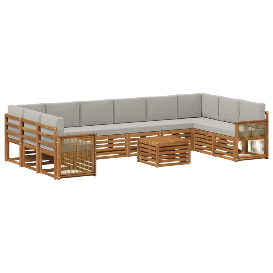 Ensemble de canapés d'extérieur 8 pcs Naturel et gris clair - 2