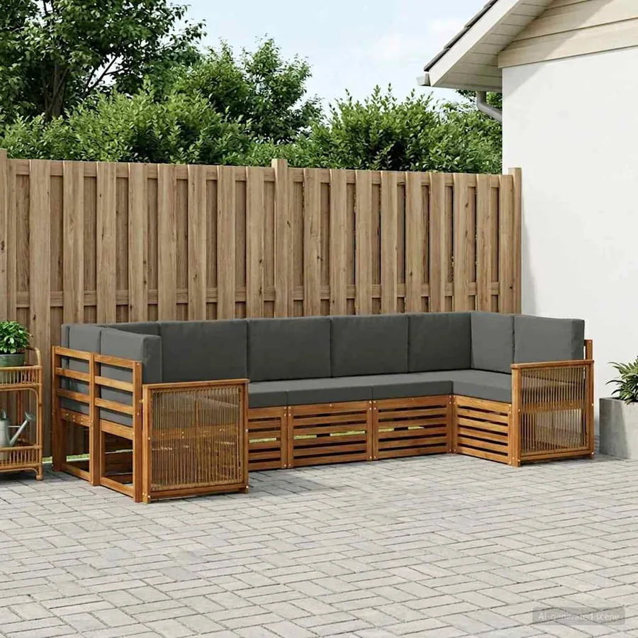 Ensemble de canapé d'angle 6 pcs Naturel et Anthracite