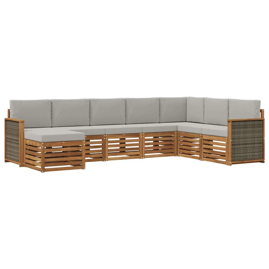 Ensemble de canapés d'extérieur 6 pcs Naturel et gris clair - 2