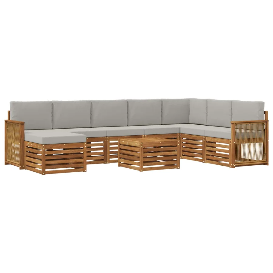 Ensemble de canapés d'extérieur 7 pcs Naturel et gris clair - 2