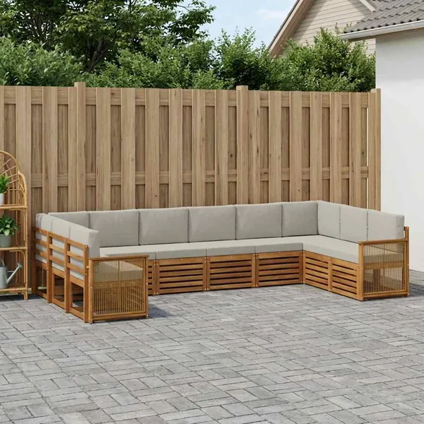 Ensemble de canapé d'angle 7 pcs Naturel et gris clair