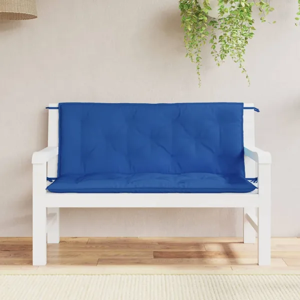 Coussins de banc jardin lot de 2 bleu 120x50x7 cm tissu Oxford