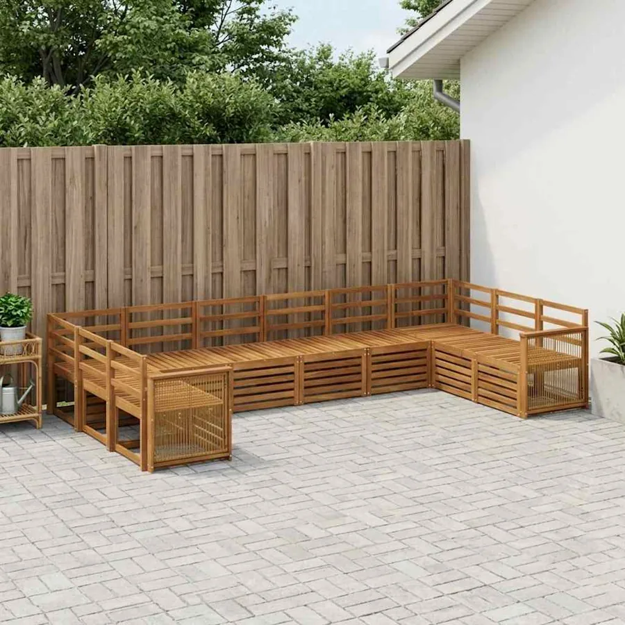 Ensemble de canapé d'angle 7 pcs Naturel Bois d'Acacia Massif