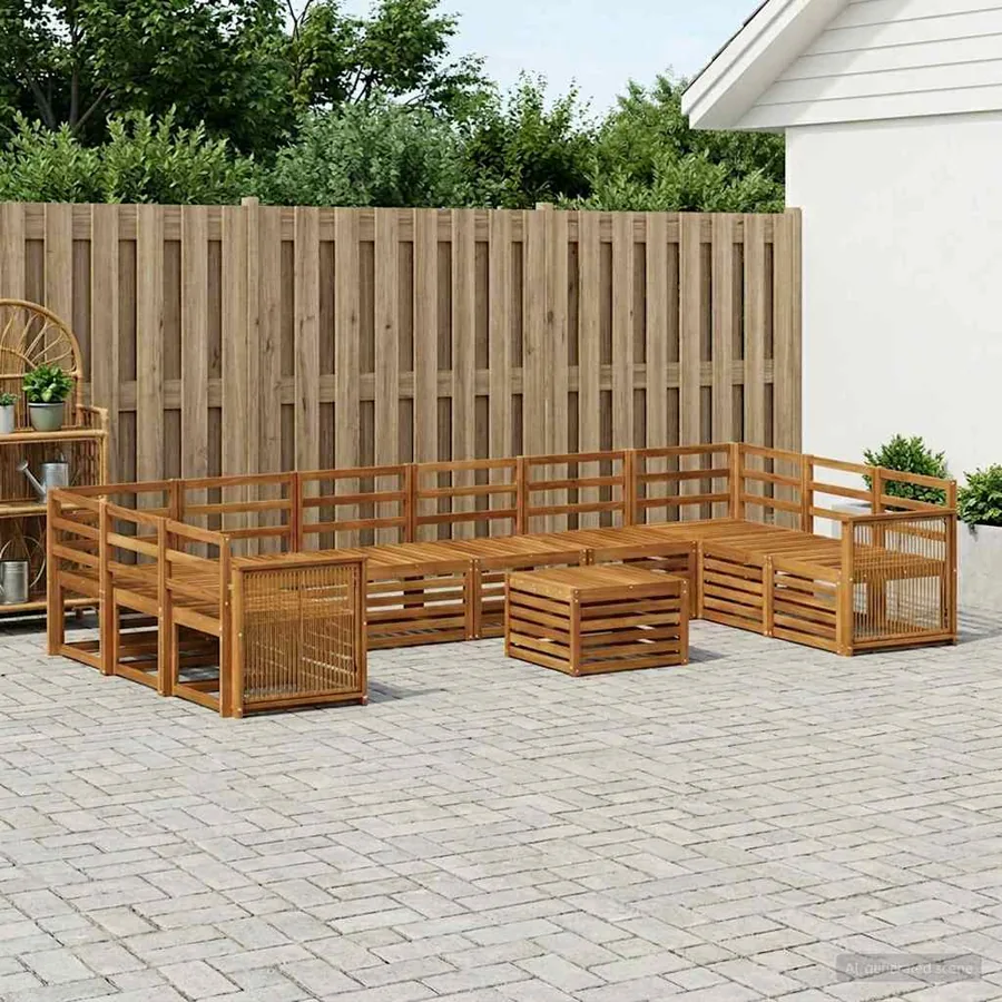 Ensemble de canapés d'extérieur 8 pcs Naturel