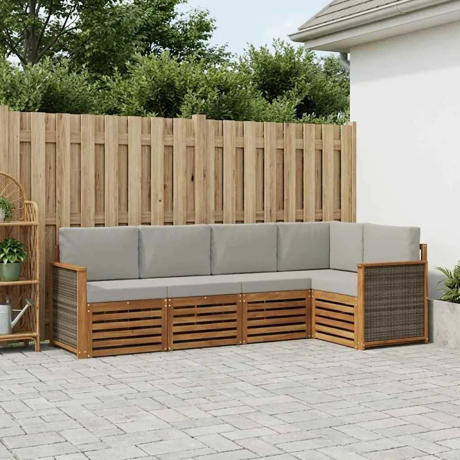 Ensemble de canapé d'angle 4 pcs Naturel et gris clair