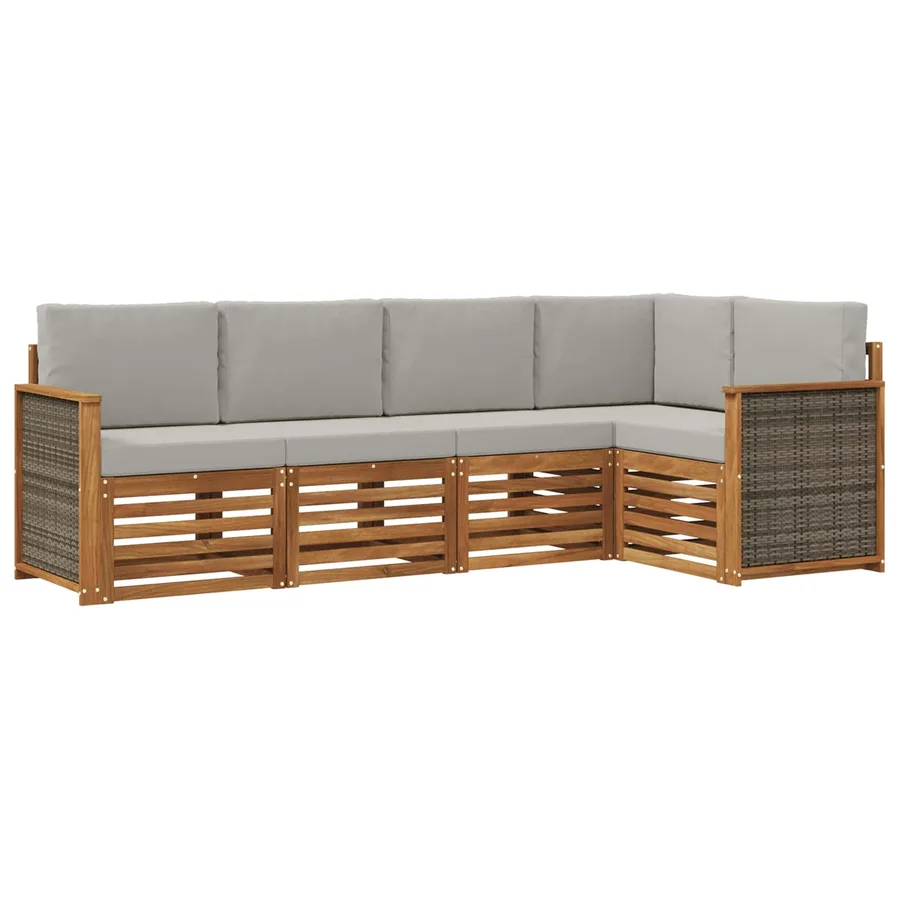 Ensemble de canapé d'angle 4 pcs Naturel et gris clair - 2