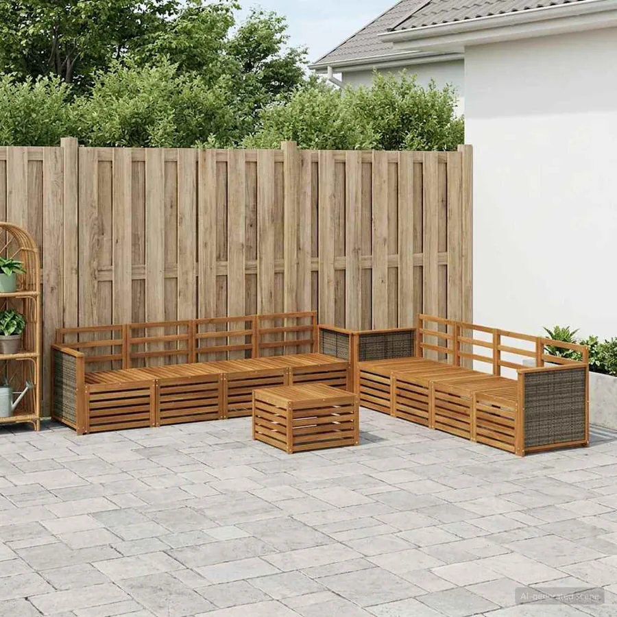 Ensembles de canapés 9 pcs Bois d'Acacia Massif