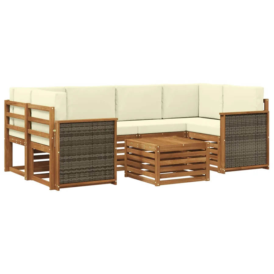 Ensemble de canapés d'extérieur 7 pcs Naturel et Crème - 2