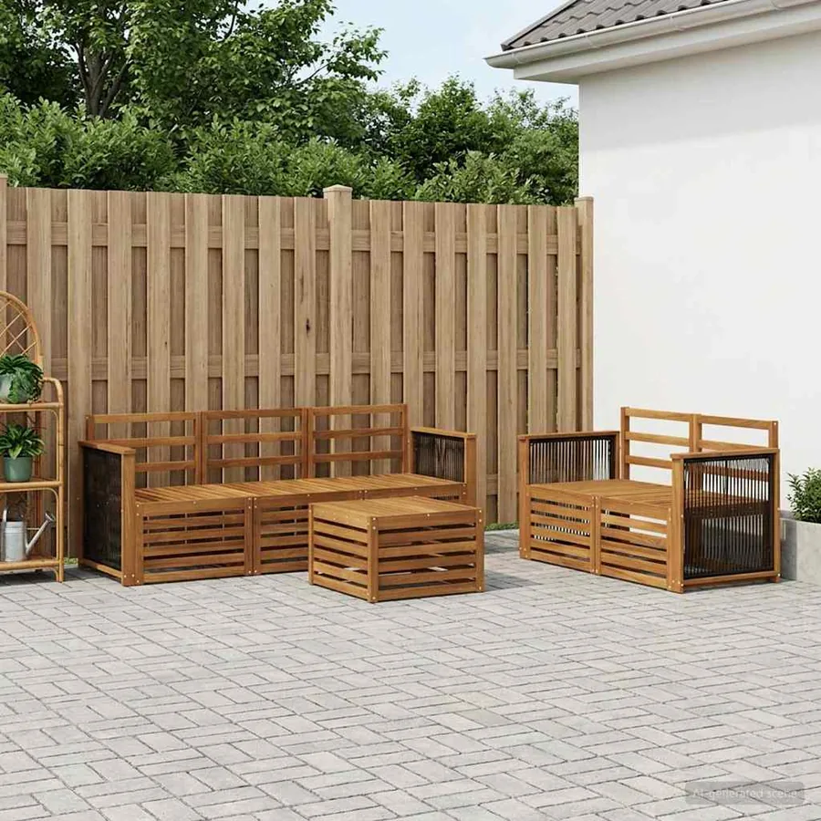 Ensembles de canapés 6 pcs Bois d'Acacia Massif