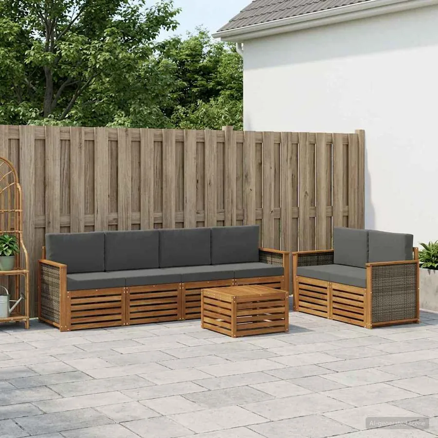 Ensemble de canapés d'extérieur 7 pcs Naturel et Anthracite