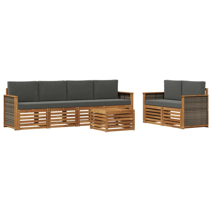 Ensemble de canapés d'extérieur 7 pcs Naturel et Anthracite - 2