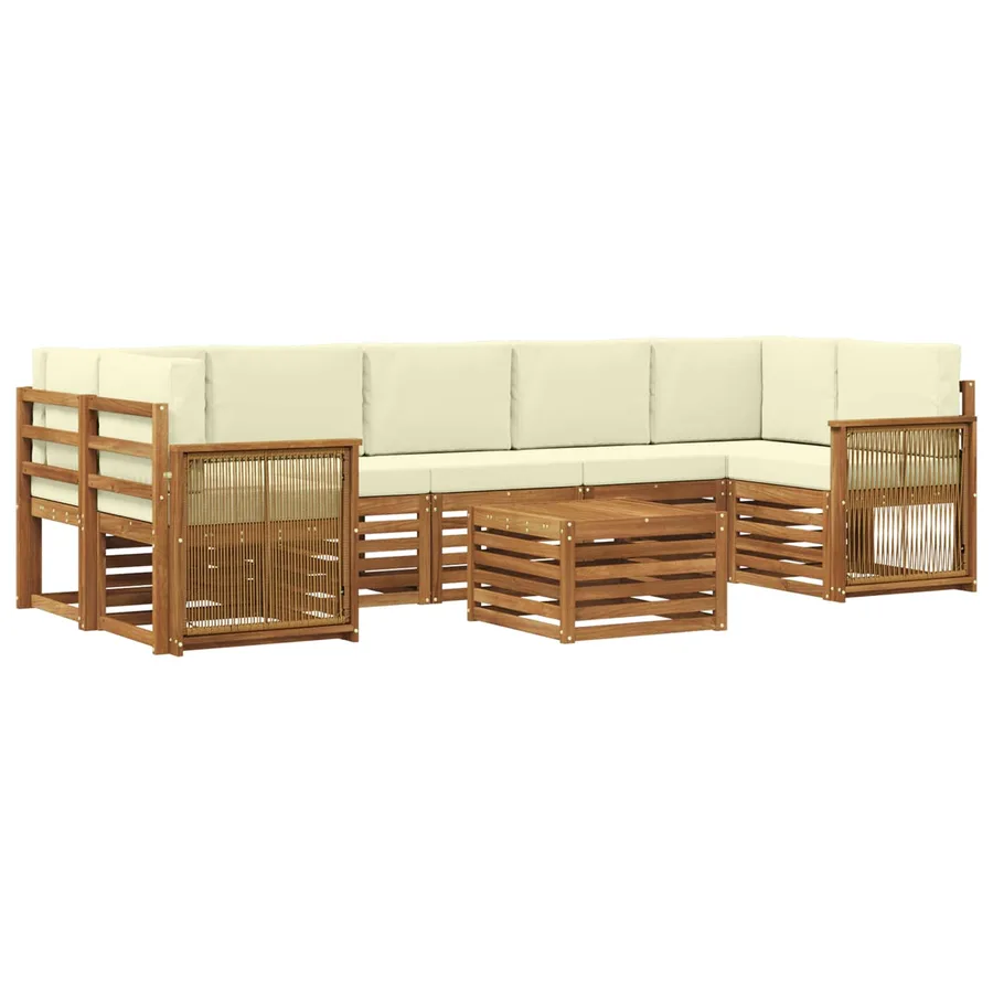 Ensemble de canapés d'extérieur 8 pcs Naturel et Crème - 2