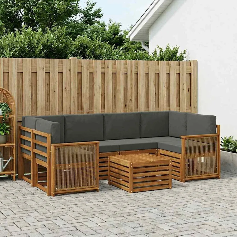 Ensemble de canapés d'extérieur 7 pcs Naturel et Anthracite