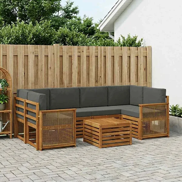 Ensemble de canapés d'extérieur 7 pcs Naturel et Anthracite