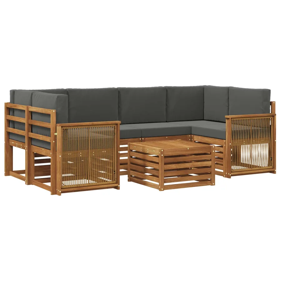 Ensemble de canapés d'extérieur 7 pcs Naturel et Anthracite - 2