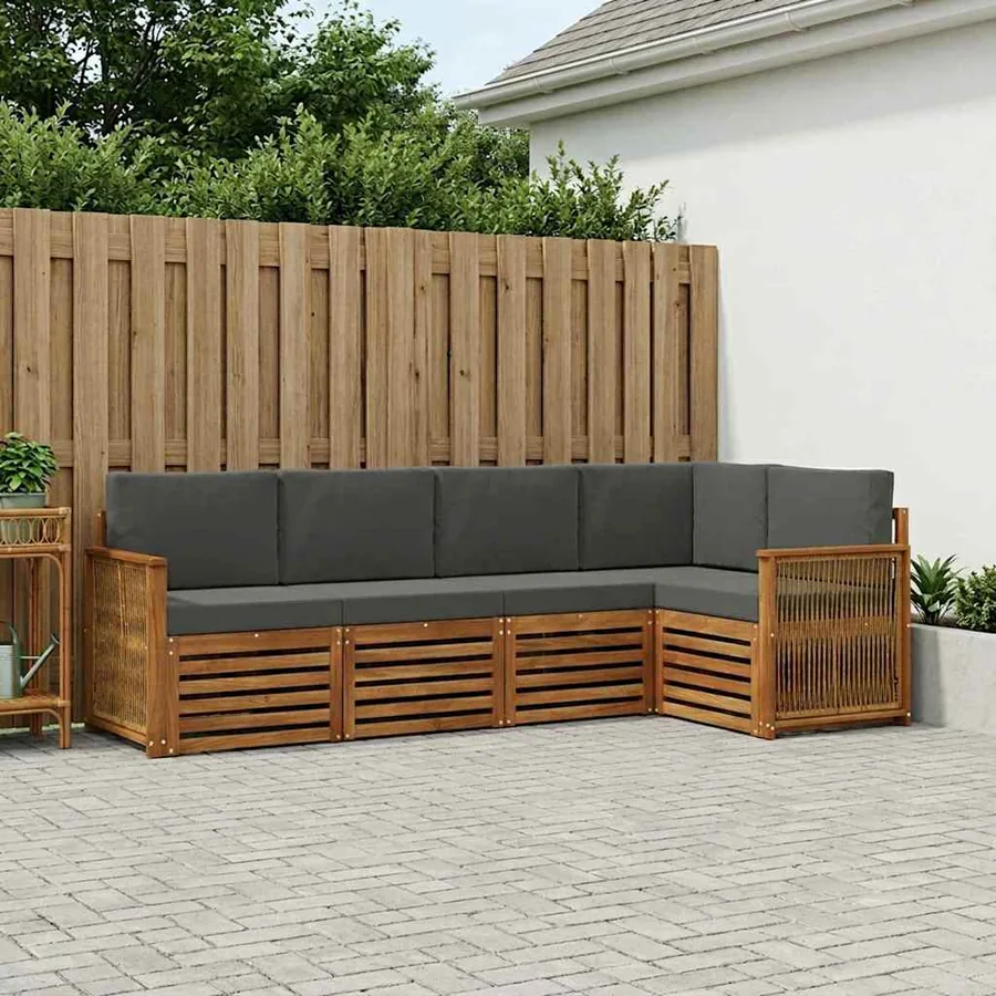 Ensemble de canapé d'angle 4 pcs Naturel et Anthracite