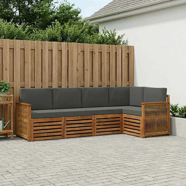 Ensemble de canapé d'angle 4 pcs Naturel et Anthracite