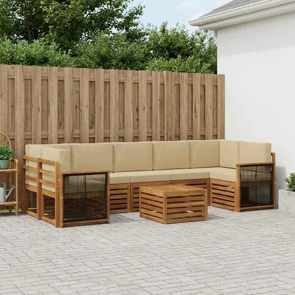 Ensemble de canapés d'extérieur 8 pcs Naturel et Beige