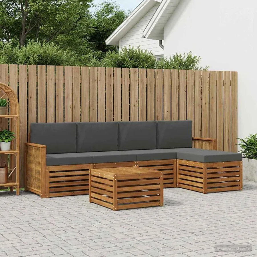 Ensemble de canapés d'extérieur 6 pcs Naturel et Anthracite
