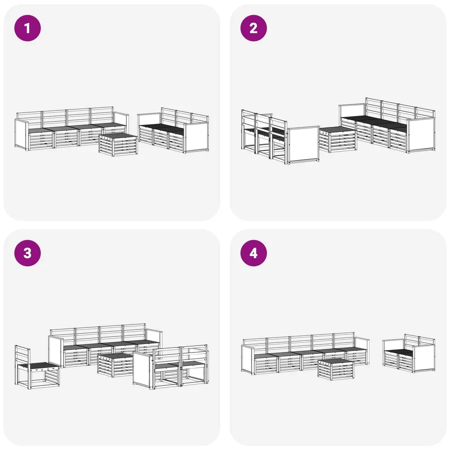 Ensembles de canapés 8 pcs Bois d'Acacia Massif - 7