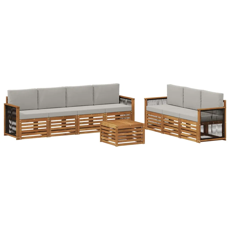Ensembles de canapés avec coussin 8 pcs Bois d'Acacia Massif - 2