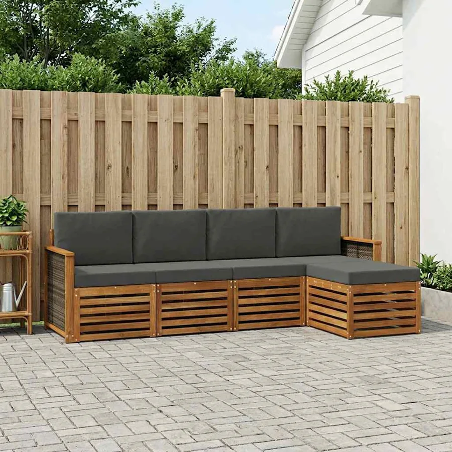 Ensemble de canapés d'extérieur 5 pcs Naturel et Anthracite