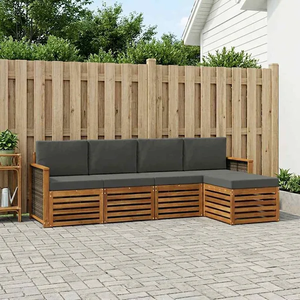 Ensemble de canapés d'extérieur 5 pcs Naturel et Anthracite