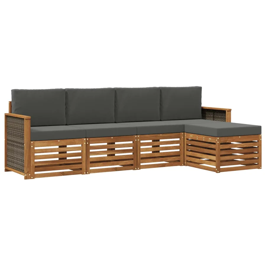 Ensemble de canapés d'extérieur 5 pcs Naturel et Anthracite - 2